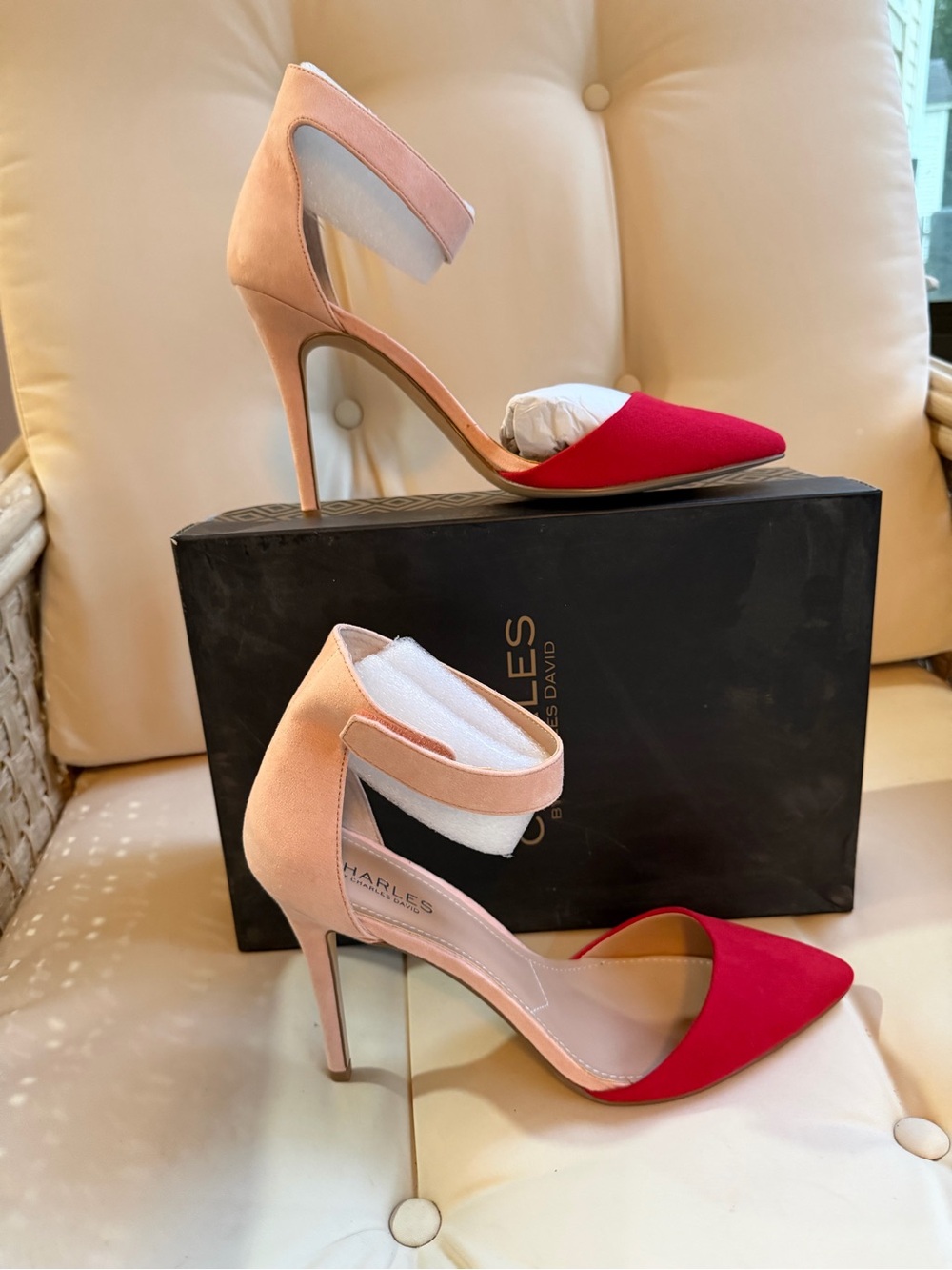 Charles by Charles David Two-Tone Red and Blush D'Orsay Pump
